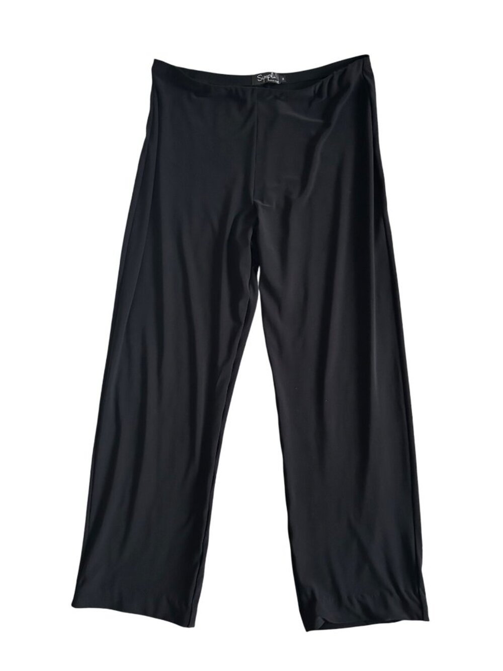 Sympli Women's Sz 14 Black Wide-Leg Pull-On Pants Polyester Blend